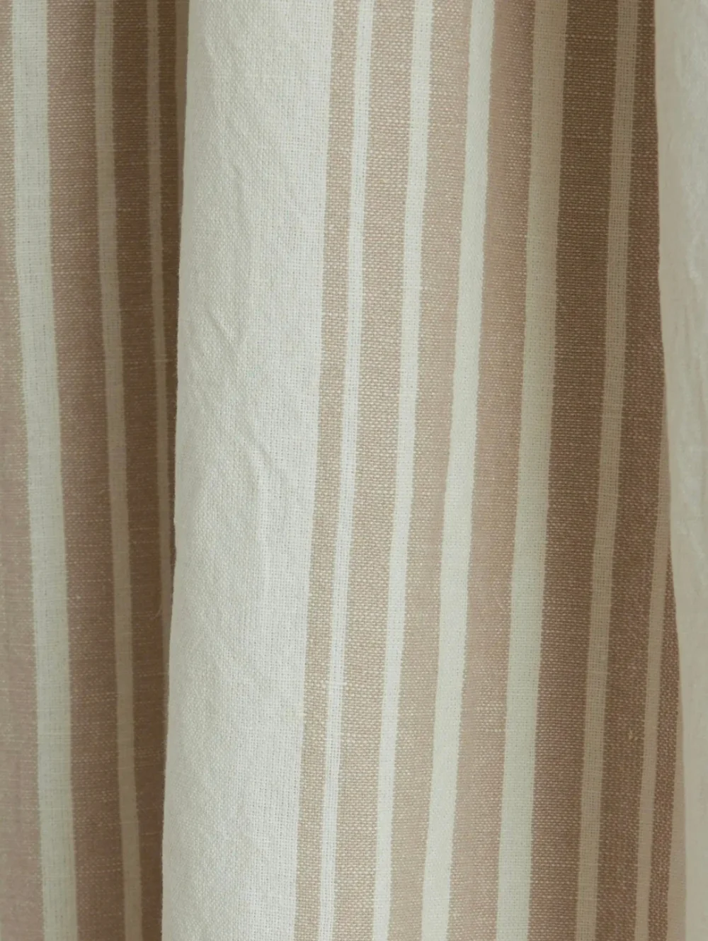 1Quince Coastal Stripe Linen Cotton Room Darkening Curtain 48x108 Ivory Natural